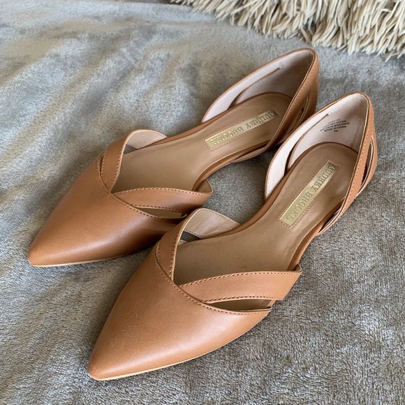 Audrey Brooke Shoes - Audrey Brooke Nary Pointed Toe Leather Nude Flat